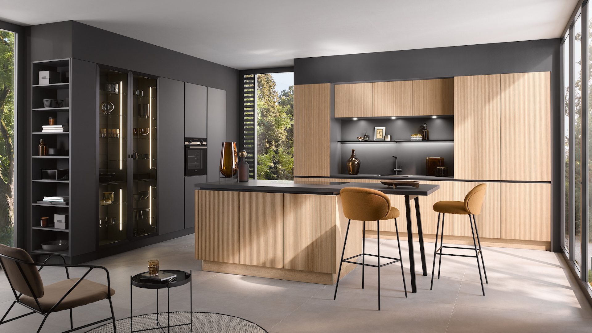 Küchentrends 2023 - hochwertige Holzfront im Rillendesign in Eiche-elegant
